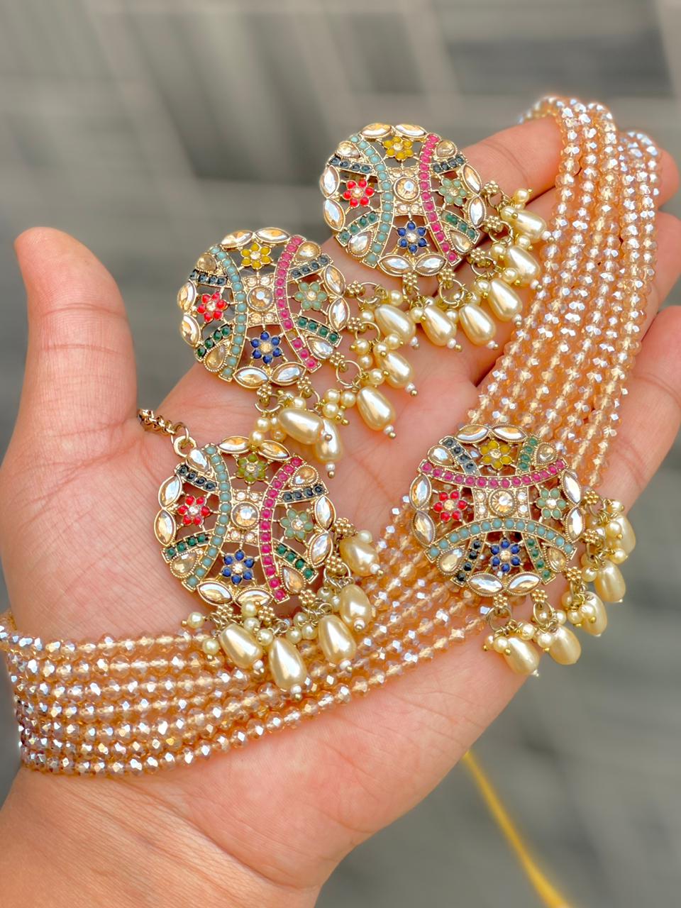 Reverse Ad Chokker With Beautiful Earrings And Tika